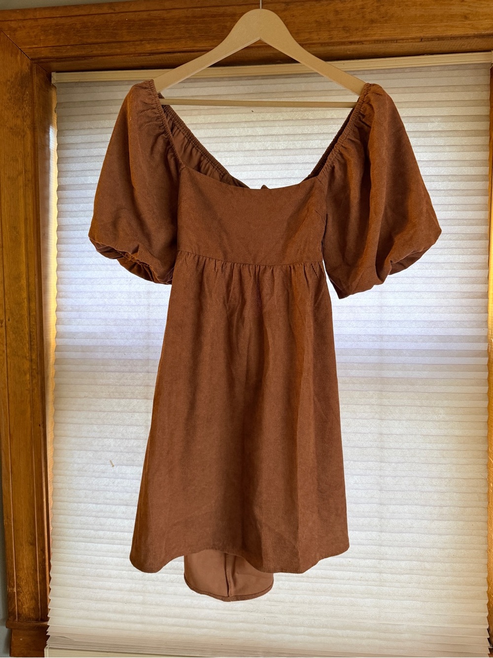 Audrey Parks Brown Puff Sleeve Women's Dress S 0177